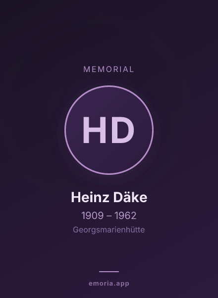 Memorial portrait of Heinz Däke