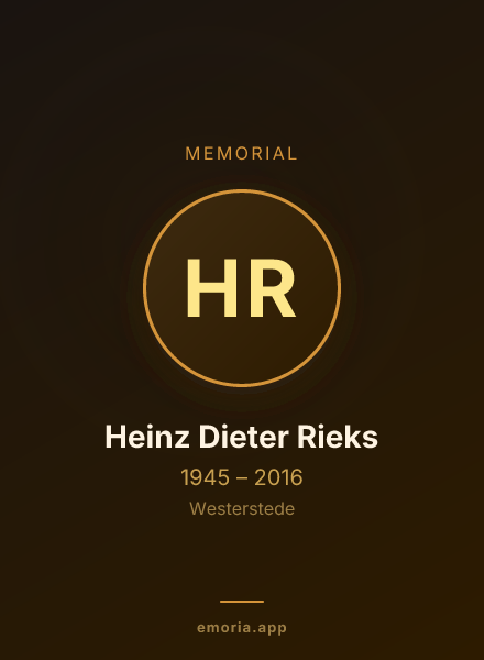 Memorial portrait of Heinz Dieter Rieks