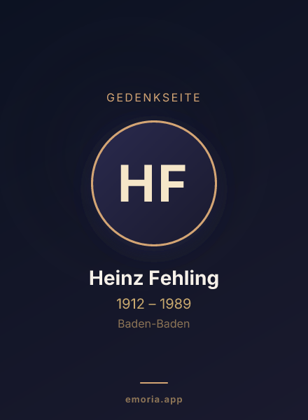 Gedenkportrait von Heinz Fehling