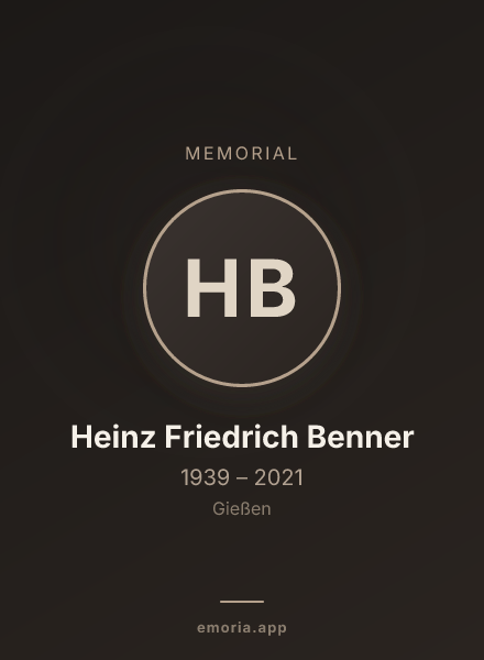 Memorial portrait of Heinz Friedrich Benner