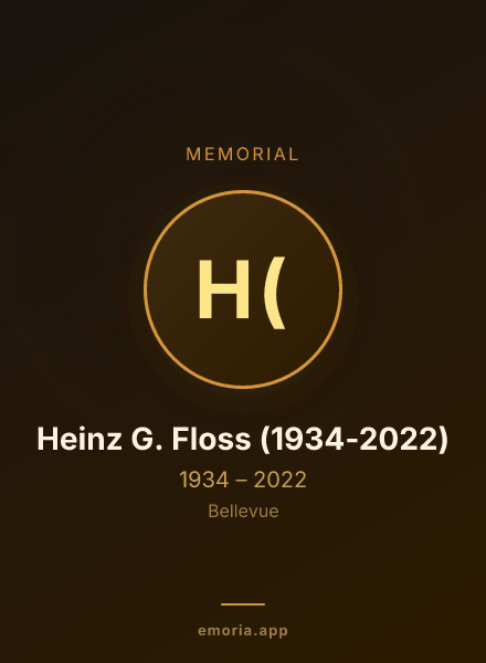 Memorial portrait of Heinz G. Floss (1934-2022)
