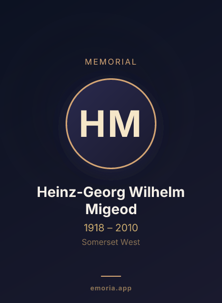 Memorial portrait of Heinz-Georg Wilhelm Migeod