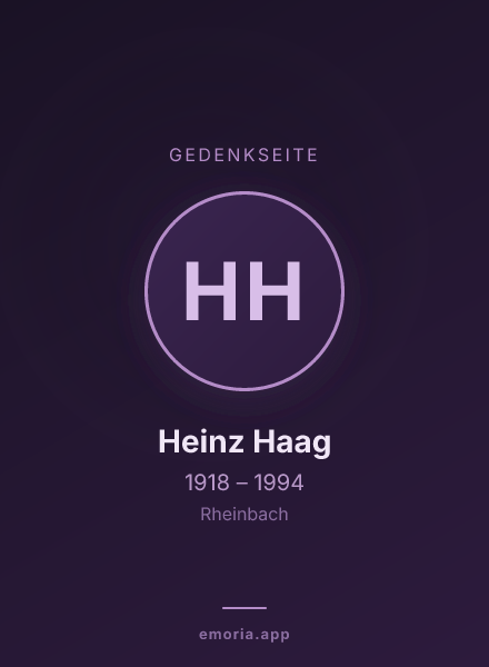 Gedenkportrait von Heinz Haag