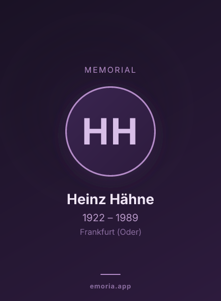 Memorial portrait of Heinz Hähne