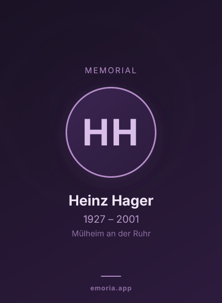 Memorial portrait of Heinz Hager