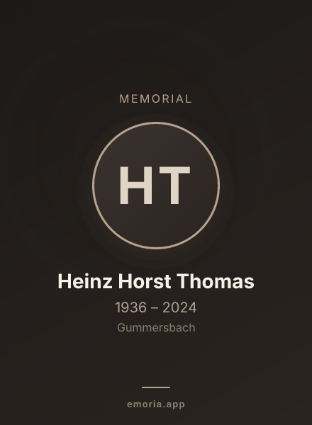 Memorial portrait of Heinz Horst Thomas