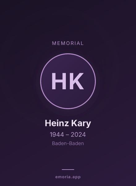 Memorial portrait of Heinz Kary