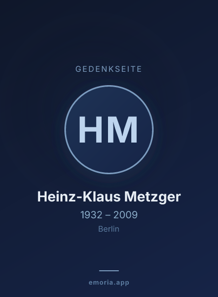Gedenkportrait von Heinz-Klaus Metzger