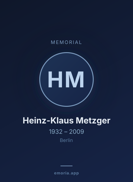Memorial portrait of Heinz-Klaus Metzger