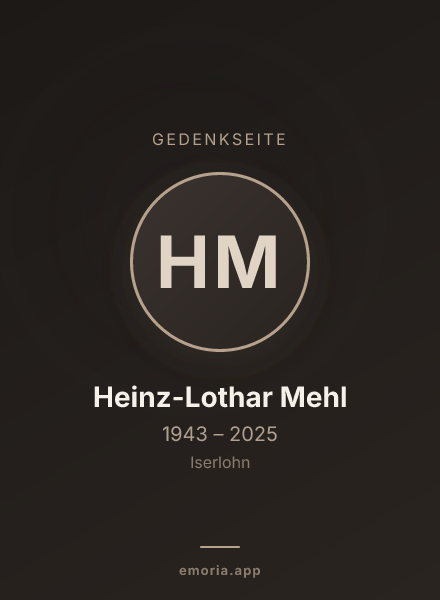 Gedenkportrait von Heinz-Lothar Mehl