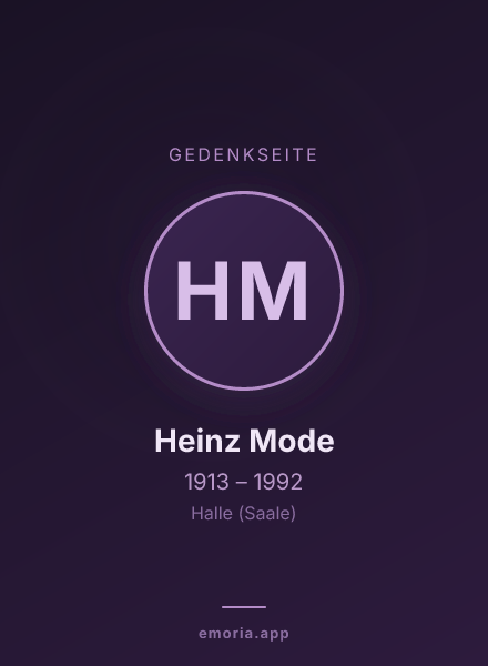Gedenkportrait von Heinz Mode