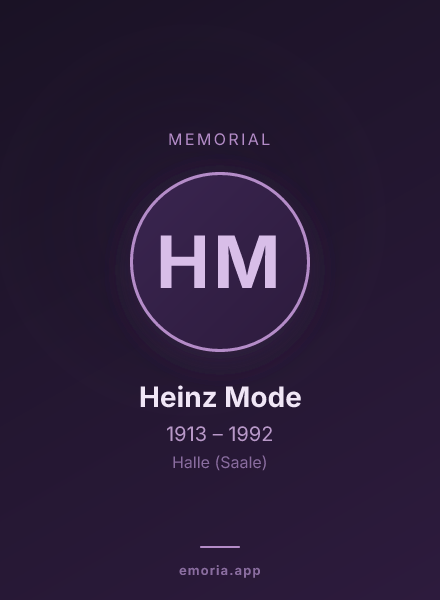 Memorial portrait of Heinz Mode