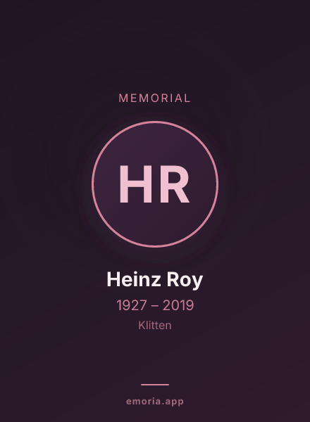 Memorial portrait of Heinz Roy