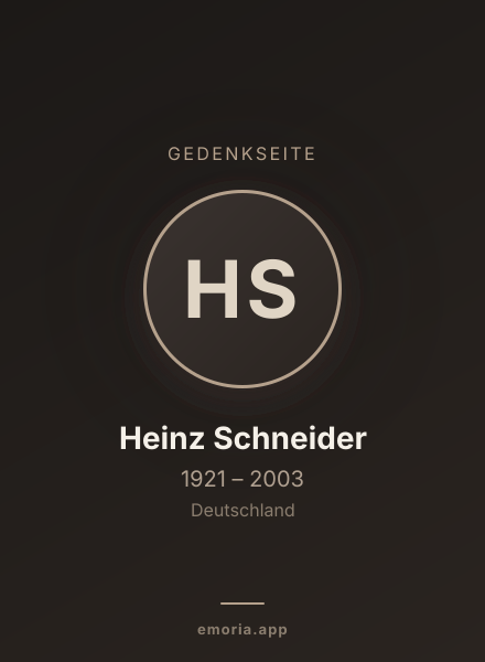 Gedenkportrait von Heinz Schneider