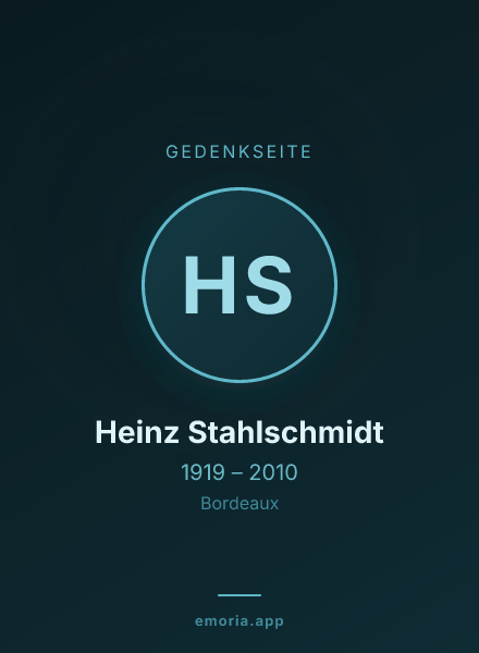 Gedenkportrait von Heinz Stahlschmidt