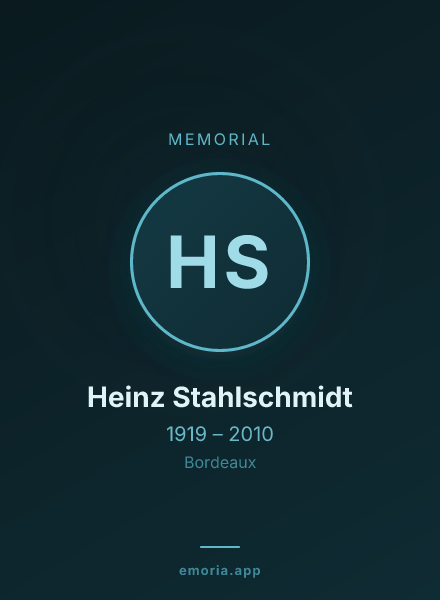 Memorial portrait of Heinz Stahlschmidt