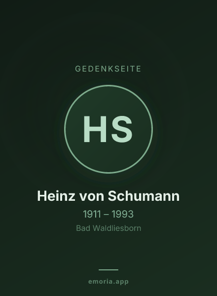 Gedenkportrait von Heinz von Schumann