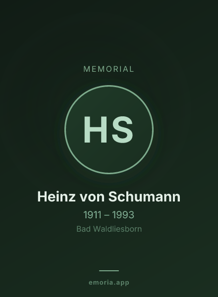 Memorial portrait of Heinz von Schumann