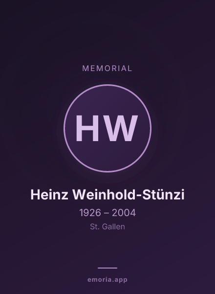 Memorial portrait of Heinz Weinhold-Stünzi