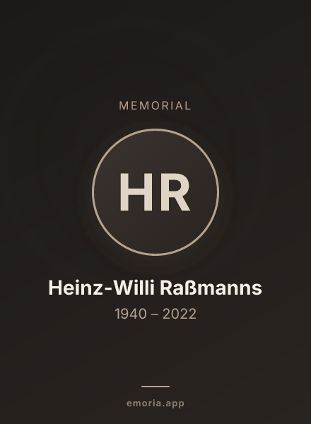 Memorial portrait of Heinz-Willi Raßmanns