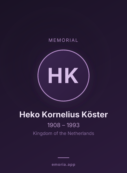 Memorial portrait of Heko Kornelius Köster