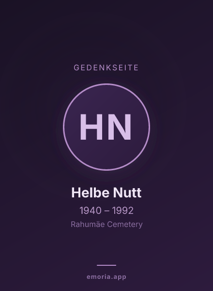 Gedenkportrait von Helbe Nutt