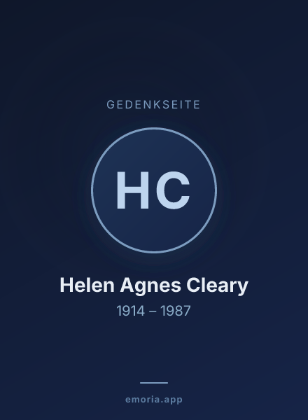 Gedenkportrait von Helen Agnes Cleary