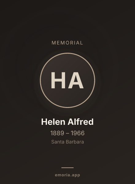 Memorial portrait of Helen Alfred