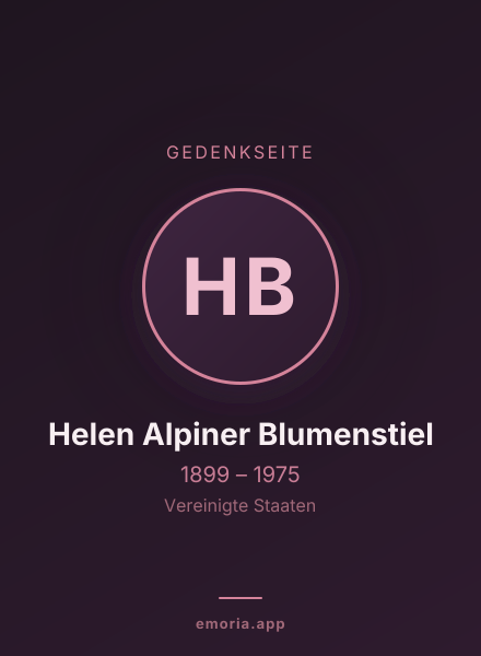 Gedenkportrait von Helen Alpiner Blumenstiel