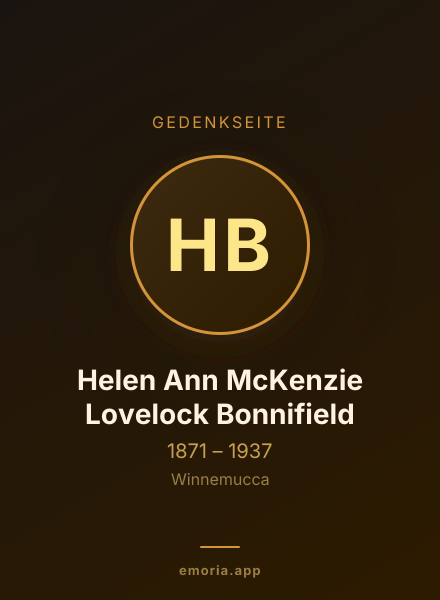 Gedenkportrait von Helen Ann McKenzie Lovelock Bonnifield