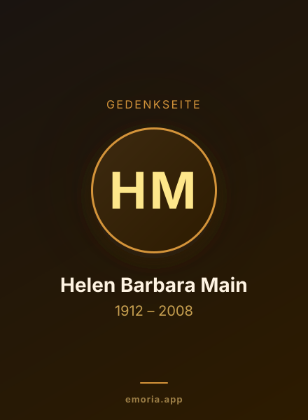 Gedenkportrait von Helen Barbara Main