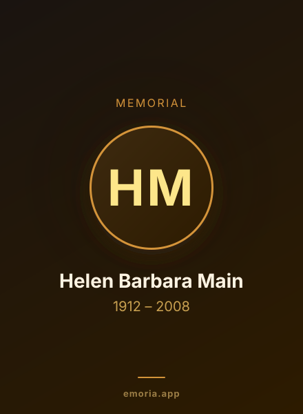 Memorial portrait of Helen Barbara Main