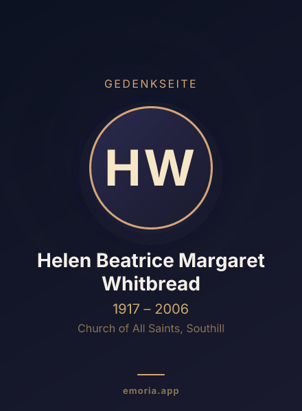 Gedenkportrait von Helen Beatrice Margaret Whitbread