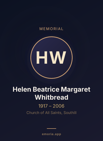 Memorial portrait of Helen Beatrice Margaret Whitbread