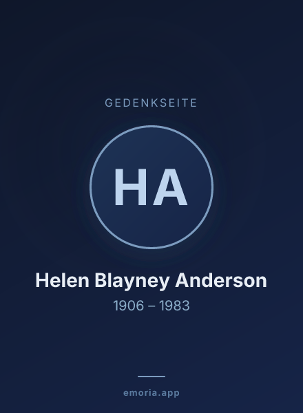 Gedenkportrait von Helen Blayney Anderson