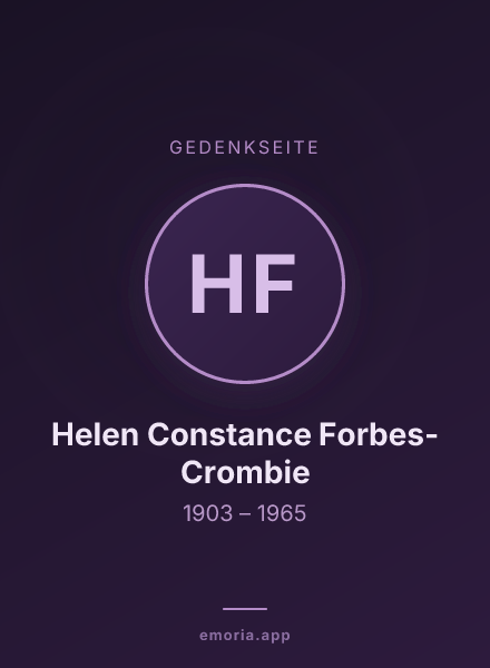 Gedenkportrait von Helen Constance Forbes-Crombie