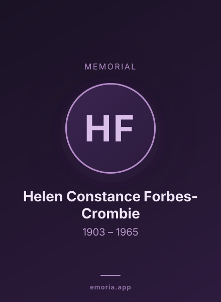Memorial portrait of Helen Constance Forbes-Crombie