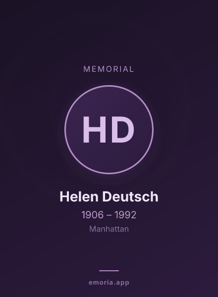 Memorial portrait of Helen Deutsch