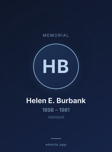 Memorial portrait of Helen E. Burbank