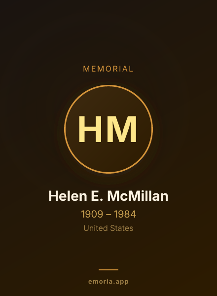 Memorial portrait of Helen E. McMillan