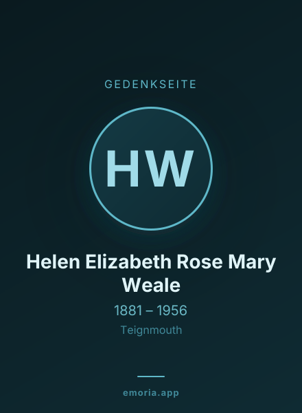 Gedenkportrait von Helen Elizabeth Rose Mary Weale