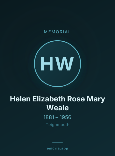Memorial portrait of Helen Elizabeth Rose Mary Weale