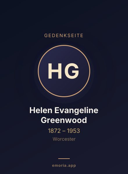 Gedenkportrait von Helen Evangeline Greenwood