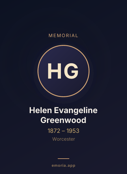 Memorial portrait of Helen Evangeline Greenwood
