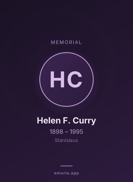 Memorial portrait of Helen F. Curry