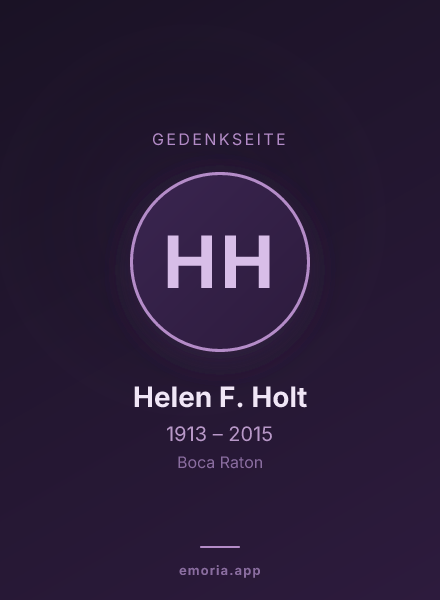 Gedenkportrait von Helen F. Holt