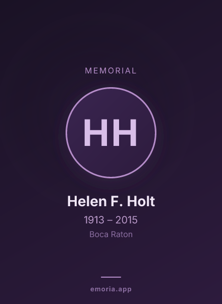 Memorial portrait of Helen F. Holt