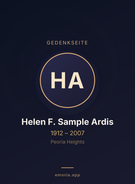 Gedenkportrait von Helen F. Sample Ardis