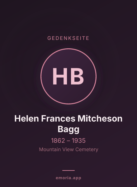 Gedenkportrait von Helen Frances Mitcheson Bagg