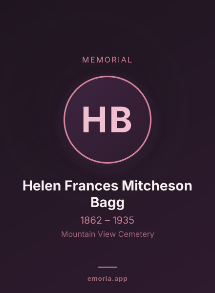Memorial portrait of Helen Frances Mitcheson Bagg